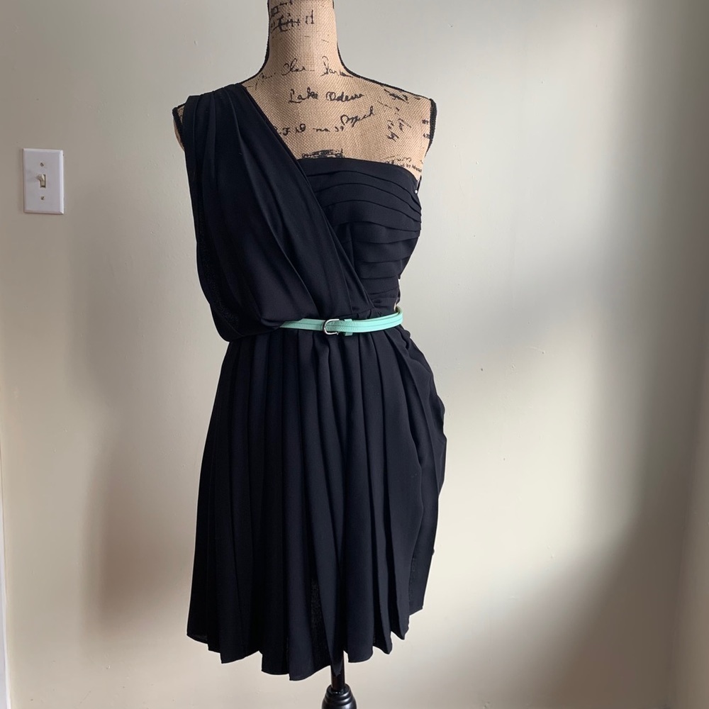 Rachel Roy one shoulder pleated black dress - Picture 13 of 15